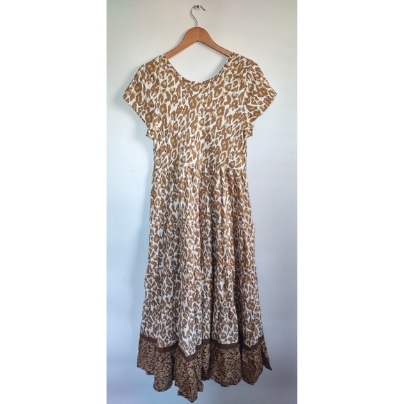 NWT Soft Surroundings Kara Tiered Midi Dress Mocha Leopard Med 10-12 Animal Tan - Picture 5 of 12
